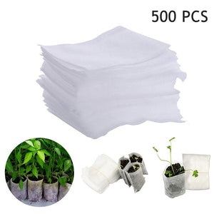 500Pcs Biodegradable Non-woven Nursery Bags Plant Grow Bags Fabric Seedling Pots Eco-Friendly Aeration Planting Bags 8x10cm