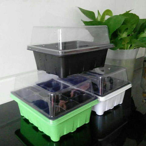 12 Cells Seedling Starter Tray Seed Germination Plants Propagation Grow Box Garden Nursery Pots Supplies