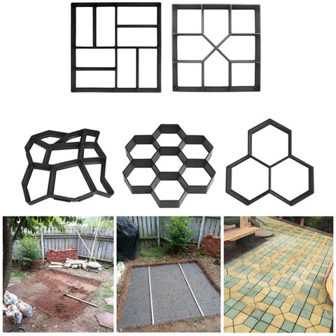 Garden Walk Pavement Mold DIY Manually Paving Cement Brick Stone Road Concrete Molds Path Maker Reusable DIY Manually Paving