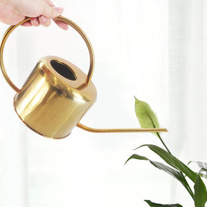 Garden Watering Can Golden Stainless Steel 1300ml Small Water Bottle With Handle For Watering Can Planting Flower European