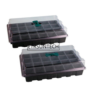 100pcs 24 Cells Hole Plant Seed Tray Plastic Nursery Pot with Lid Garden Plant Germination Kit Grow Box