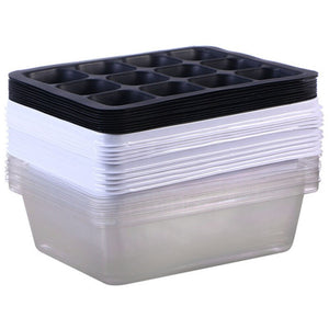 10 Pack Seedling Tray Seed Starter Tray With Dome And Base 12 Cells For Gardening Bonsai-White