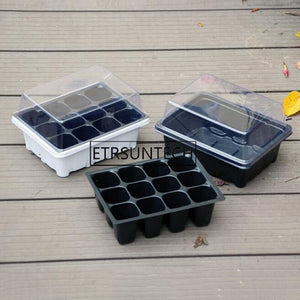 200pcs 12 Cells Plastic Nursery Pots Nursery Cultivation Pots Garden Plant Seedling Tray Germination Box With Cover