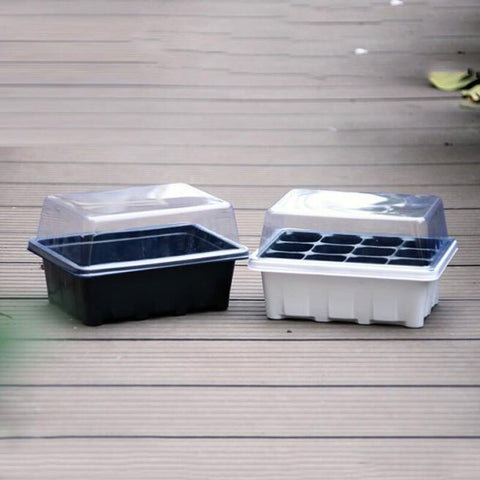 200pcs 12 Cells Plastic Nursery Pots Nursery Cultivation Pots Garden Plant Seedling Tray Germination Box With Cover