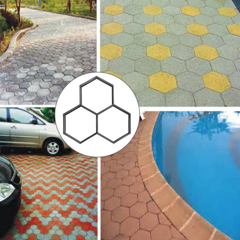 Hexagon/Round DIY Plastic Path Maker Pavement Mold Cement Brick  Paving Molds Path Stone Road Auxiliary Tools Garden Decoration