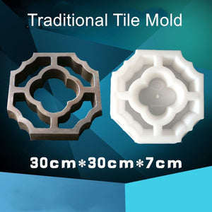 30cm /11.81in Good Quality Tradition Antique 3D Geo Flower Hollow Square Strong Concrete /Cement Brick Wall Paving Tile Mold