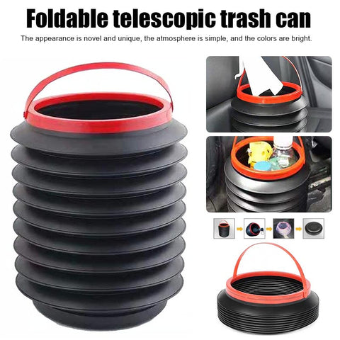 Round Leak-proof Folding Storage Bin Car Portable Telescopic Trash Can Mini Household Outdoor Retractable Water Bucket 4L