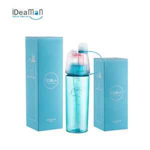 2 in 1 spray sport water bottle with rope, can cool or fill water for your body,400/600ml bottle fit for outdoor sport summer