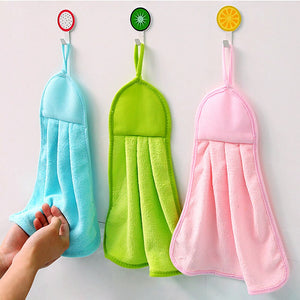 Kitchen Cloth Soft Coral Velvet Water Absorption Can Be Hung Dishcloths Candy Colors Hanging Hand Towels No Lint